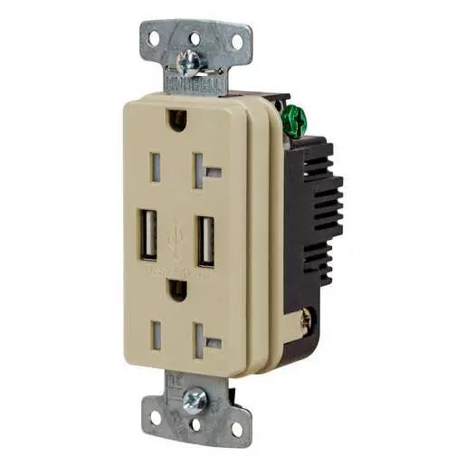 Image of USBB20AI USB Charger Duplex Receptacle, 20A 125V, 2-Pole 3-Wire Grounding