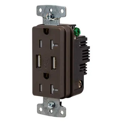 Image of USBB20A USB Charger Duplex Receptacle, 20A 125V, 2-Pole 3-Wire Grounding