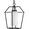 Image of P550120-031 Chilton Collection One-Light New Traditional Textured Black Etched Opal Glass Outdoor Hanging Light