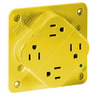 Straight Blade Devices, Quad-Plex Receptacle, Hospital Grade, 15A 125V, 2-Pole 3-Wire Grounding, 5-15R, Yellow