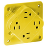 Quad-Plex Straight Blade Receptacles, 15A 125V, 2-Pole 3-Wire Grounding, 5-15R, Yellow