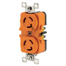 Locking Devices, Isolated Ground Industrial, Duplex Receptacle, 15A 125V, 2-Pole 3-Wire Grounding, L5- 15R, Screw Terminal, Orange
