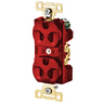 Straight Blade Devices, Receptacles, Duplex, Commercial/Industrial Grade, 2-Pole 3-Wire Grounding, Side Wired, 15A  125V, 5-15R, Red, Single Pack