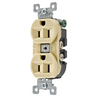 Straight Blade Devices, Receptacles, Duplex, Commercial/Industrial Grade, 2-Pole 3-Wire Grounding, 15A 125V, 5-15R, Ivory