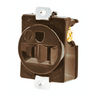 Straight Blade Devices, Receptacles, Panel Mounted Single, Commercial/Industrial Grade, 2-Pole 3-Wire Grounding, 15A 125V, 5-15R, Brown, Single Pack, Nickel Plated