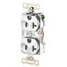 Straight Blade Devices, Receptacles, Duplex, Commercial/Industrial Grade, 2-Pole 3-Wire Grounding, Side Wired, 20A 125V, 5-20R, White, Single Pack