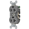 Straight Blade Devices, Receptacles, Duplex, Commercial/Industrial Grade, 2-Pole 3-Wire Grounding, 20A 125V, 5-20R, Gray