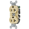 Straight Blade Devices, Receptacles, Duplex, Commercial/Industrial Grade, 2-Pole 3-Wire Grounding, 20A 125V, 5-20R, Ivory