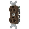 Straight Blade Devices, Receptacles, Duplex, Commercial/Industrial Grade, 2-Pole 3-Wire Grounding, 20A 125V, 5-20R, Brown
