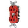 Straight Blade Devices, Receptacles, Duplex, Commercial/Industrial Grade, 2-Pole 3-Wire Grounding, 20A 125V, 5-20R, Red