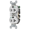 Straight Blade Devices, Weather Resistant Receptacles, Duplex, Commercial/Industrial Grade, 2-Pole 3-Wire Grounding, 15A 125V, 5-15R, White