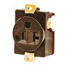 Straight Blade Devices, Receptacles, Panel Mount Single, Commercial/Industrial Grade, 2-Pole 3-Wire Grounding, 20A 125V, 5-20R, Brown, Single Pack