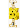 Straight Blade Devices, Receptacles, Single, Commercial/Industrial Grade, 2-Pole 3-Wire Grounding, Corrosion Resistant, 20A 250V, 6-20R, Yellow, Single Pack