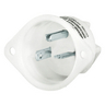 Straight Blade Devices, Male Inlets, Flanged, Industrial/Commercial, Nylon Cup, 20A 250V, 2-Pole 3-Wire Grounding, 6-20P, White, Single Pack