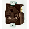Straight Blade Devices, Receptacles, Panel Mount Single, Commercial/Industrial Grade, 2-Pole 3-Wire Grounding, 20A 125V, 5-20R, Brown, Single Pack