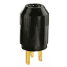 Straight Blade Devices, Plugs and Connectors, HeavyDuty, Industrial/Commercial Grade, Straight, 2-Pole 3-Wire Grounding, 15A 250V, 6-15P, Black, Single Pack