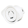 Locking Devices, Industrial, Flanged Receptacle, 15A 250V, 2-Pole 3-Wire Grounding, L6-15R, Screw Terminal, White