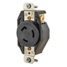 Locking Devices, Industrial, Nylon Flush Receptacle, 20A 250V, 2-Pole 3-Wire Grounding, L6-20R, Screw Terminal, Black/White