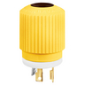 Locking Devices, Marine Grade, Male Plug, 20A 250V, 2-Pole 3-Wire Grounding, L6-20P, Screw Terminal, Yellow/White, Corrosion Resistant