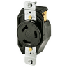 Locking Devices, Industrial, Flush Receptacle, 30A 277V AC, 2-Pole 3-Wire Grounding, L7-30R, Screw Terminal, Black
