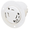 Locking Devices, Industrial, Flanged Receptacle, 30A 277V AC, 2-Pole 3-Wire Grounding, L7-30R, Screw Terminal, White
