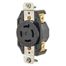 Locking Devices, Industrial, Flush Nylon Receptacle, 20A 3-Phase Delta 480V AC, 3-Pole 4-Wire Grounding, L16-20R, Screw Terminal, Black/White