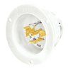 Locking Devices, Industrial, Flanged Inlet, 20A 3-Phase Wye 347/600V AC, 4-Pole 5-Wire Grounding, L23-20P, Screw Terminal, White