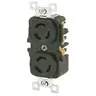 Image of 7580DR Locking Devices, Industrial, Duplex Receptacle, 15A 125V/10A 250V, 3-Pole 3-Wire Non-Grounding, Non-NEMA, Screw Terminal, Black