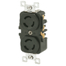 Locking Devices, Industrial, Duplex Receptacle, 15A 125V, 2-Pole 3-Wire Grounding, Non-NEMA, Screw Terminal, Black RTP