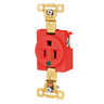 Straight Blade Devices, Receptacles, Weather- Resistant, Single, Hospital Grade, Back and Side Wired, 15A 125V, 2-Pole 3-Wire Grounding, 5- 15R, Red, Single Pack