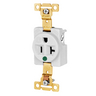 Straight Blade Devices, Receptacles, Weather- Resistant, Single, Hospital Grade, 20A 125V, 2-Pole 3-Wire Grounding, Back and Side Wired, 5- 20R, White, Single Pack