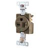 Straight Blade Devices, Receptacles, Single, Hospital Grade, 20A 250V, 2-Pole 3-Wire Grounding, Back and Side Wired, 6-20R, Brown, Single Pack