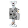 Straight Blade Devices, Receptacles, Single, Hospital Grade, 20A 250V, 2-Pole 3-Wire Grounding, Back and Side Wired, 6-20R, Gray, Single Pack