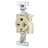 Straight Blade Devices, Receptacles, Single, Hospital Grade, 20A 250V, 2-Pole 3-Wire Grounding, Back and Side Wired, 6-20R, Ivory, Single Pack