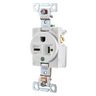Straight Blade Devices, Receptacles, Single, Hospital Grade, 20A 250V, 2-Pole 3-Wire Grounding, Back and Side Wired, 6-20R, White, Single Pack