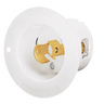 Locking Devices, Flanged Inlet, 20A 250V, 2-Pole 2-Wire Non-Grounding, NEMA L2-20, White