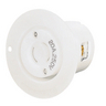Locking Devices, Flanged Receptacle, 20A 250V, 2-Pole 2-Wire Non-Grounding, NEMA L2-20 , White