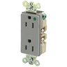 Straight Blade Devices, Receptacles, Duplex, Decorator Hospital Grade, 15A 125V, 2-Pole 3-Wire Grounding, Back and Side Wired, 5-15R, Gray, Single Pack