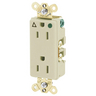 Straight Blade Devices, Receptacles, Duplex, Decorator Hospital Grade, Isolated Ground, Back and Side Wired, 15A 125V, 2-Pole 3-Wire Grounding, 5-15R, Ivory, Single Pack