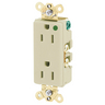 Straight Blade Devices, Receptacles, Duplex, Decorator Hospital Grade, 15A 125V, 2-Pole 3-Wire Grounding, Back and Side Wired, 5-15R, Ivory, Single Pack