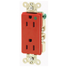 Straight Blade Devices, Receptacles, Duplex, Decorator Hospital Grade, 15A 125V, 2-Pole 3-Wire Grounding, Back and Side Wired, 5-15R, Red, Single Pack