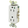 Straight Blade Devices, Receptacles, Duplex, Decorator Hospital Grade, 15A 125V, 2-Pole 3-Wire Grounding, Back and Side Wired, 5-15R, White, Single Pack
