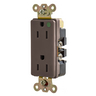Straight Blade Devices, Receptacles, Duplex, Decorator Hospital Grade, 15A 125V, 2-Pole 3-Wire Grounding, Back and Side Wired, 5-15R, Brown, Single Pack