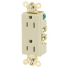 Straight Blade Devices, Receptacles, Duplex, Decorator Commercial/Industrial Grade, 15A 125V, 2-Pole 3-Wire Grounding, 5-15R, Back and Side Wired, Ivory, Single Pack