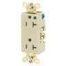 Straight Blade Devices, Receptacles, Duplex, Decorator Hospital Grade, 20A 125V, 2-Pole 3-Wire Grounding, 5-20R, Back and Side Wired, Ivory, Single Pack