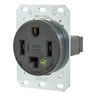 Straight Blade Devices, Receptacles, Flush Mount Single, Commercial/Industrial Grade, Reinforced Thermoplastic Polyester, 30A 125/250V, 3-Pole 4-Wire Grounding, 14-30R, Black, Single Pack