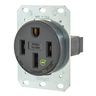 Straight Blade Devices, Receptacles, Flush Mount Single, Commercial/Industrial Grade, 50A 125/250V, 3-Pole 4-Wire Grounding, Reinforced Thermoplastic Polyester, 14-50R, Black, Single Pack
