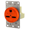 Straight Blade Devices, Receptacles, Flush Mount Single, Commercial/Industrial Grade, Reinforced Thermoplastic Polyester, 30A 250V, 2-Pole 3-Wire Grounding, 6-30R, Orange, Single Pack, Isolated Ground
