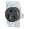 Straight Blade Devices, Receptacles, Flush Mount Single, Commercial/Industrial Grade, 50A 250V, 2-Pole 3-Wire Grounding, 6-50R, Black, Single Pack