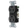 Straight Blade Devices, Receptacles, Duplex, Commercial Grade, 1/2 Controlled, 15A 125V, 2-Pole 3-Wire Grounding, 5- 15R, Black